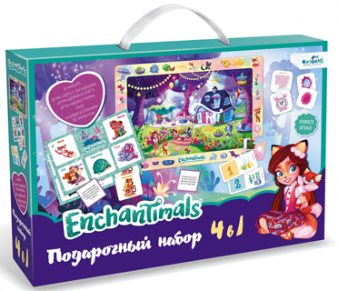 Enchantimals Набор 4в1. лото с загадками, мемо пары, домино счет+пазл 24эл на внимательность. 07564
