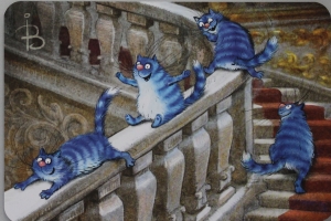 Почтовая открытка «Эрмитажные коты», синие коты