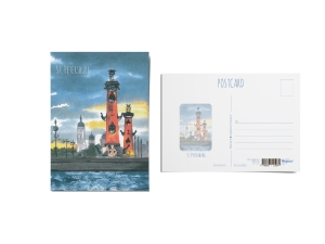 Почтовая открытка "Ростральные колонны", акварель