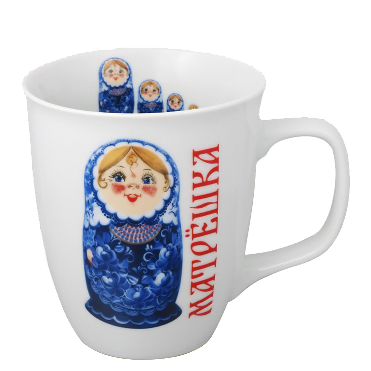 Набор кружек "Матрёшка в синем"